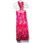Lulus  NWOT Always Eye-Catching Hot Pink Floral Tiered Halter Midi Dress Large Photo 6