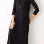 J.Jill Long Line Slub Knit Dress/Top Sz Medium Black Split Sides 3/4 Lagenlook Photo 1
