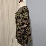 KC Stevens Brown Green Dot Swirl V Neck Keyhole Knot Tie Short Sleeve Top 2X Size XXL Photo 3