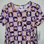 LuLaRoe Disney  Carly dress size XS Donald Duck purple gold starburst geometric Photo 2