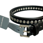 All Saints Silver Studded Black Leather Belt 32”- 36” Adjustable Length $89 New Photo 0