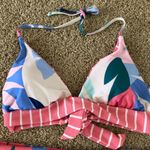 Splendid  BIKINI SET REVERSIBLE THIN STRIPED PALE PINK FLORAL NWT SZ L Photo 3