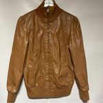 Maternity Faux Leather Vintage Full Zip Jacket Medium Tan Size undefined Photo 4