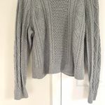 J.Crew Cotton Cable-Knit Crewneck Sweater Women XL Gray Fisherman Preppy Cabin Photo 5