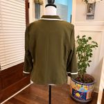 Modcloth NWOT Olive Green Blazer with White Piping Button and Pockets Photo 2