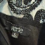 NWT Verte Black Sequin Mesh Bodycon Dress Large Beaded Halter Red Dress Boutique Photo 1