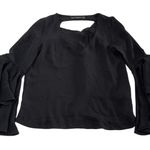 ZARA Blouse Womens XS Black Ruffle Sleeve Chiffon Top Draped Back Whimsygoth Photo 0