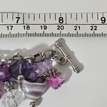 Purple Shades Glass & Beads Silvertone 8" Charm Bracelet Photo 5
