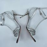 Prada  Silver Leather Crystal embellished strappy heels EU 39 Photo 4