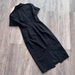 J.Crew Italian wool collared sheath dress bi stretch black gold buttons Photo 9