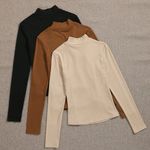 SheIn 3 piece mock neck solid ribbed tee Photo 0