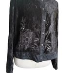 White Stag White‎ Stag Black Velvet Embroidered Button Down Top Size M 8/10 Whimsigoth NEW Photo 3