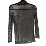Molly Bracken Sheer Metallic Silver Black Mock Neck Top S Y2K Glam Party Photo 1