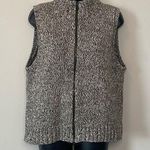 Talbots Chunky Knit Gray White Full Zip Vest Size Medium Photo 0