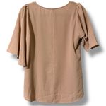 Andree by Unit  women’s size small hi low tan v-neck blouse with bell sleeves Photo 1