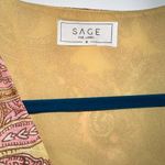 Sage The Label  TAN PINK PAISLEY FLORAL TIE CLOSE POOF SLEEVE SMALL Photo 2