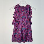 Ramy Brook Luanne Leaf Purple Red Silk Print Sleeveless Ruffled Blouse Top Sz S Photo 1