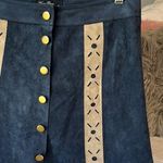 Anna Grace Western Faux Suede A Line Skirt Navy Blue Cowboy  Womens Small Mini Photo 3