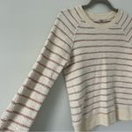 Faherty Pacifica Terry Cream Pink Striped Crewneck Sweater Sweatshirt Small Photo 3