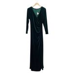 Fiesta Emerald Green Velvet Gown Size XL Long Sleeve Draped Wrap Maxi Dress VTG Photo 1