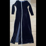 DESIR COUTURE Gray Velvet Gown Maxi Dress Sash High Slit‎ M Size M Photo 2