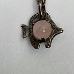 Native American sterling fish rose quartz handmade artist signed pendant necklac Pink Photo 2