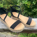 Top Moda  Black Faux Suede Strappy  Sandals Sz 7 NIB Photo 0