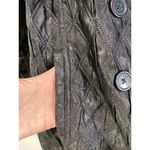 Chico's Quilted Metallic Belted Double Breasted Jacket Size M Black Old Money Photo 7