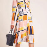 ANTHROPOLOGIE THE ODELLS Nouveau Shirt dress Patch mixed pattern Size Medium Yellow Photo 0