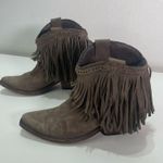 Fringe Leather Women 7.5 Gray Country Boho Festival Concert Cowgirl Ankle Boots Photo 1