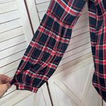 Loft Plaid Lightweight Bishop Sleeve Button Up Tunic Shirt Blue Red Small Photo 7