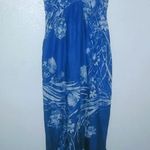 Old Navy L Sleeveless Rope Straps Pocketed Aloha Maxi Dress in Blue White Photo 0