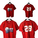 Vintage Blitz T Shirt 80s 90s Red Large L USA Henley Baseball Sports Graphic Tee Photo 1