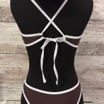 Boutique Brown and White Bikini Set Photo 3