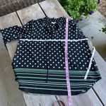 Chenault Womens Blouse Size Large Black White Green Stripe Polka Dot Top NEWZ Photo 4