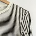 Uniqlo white black striped crewneck sweater women's size large cotton rayon top Photo 1
