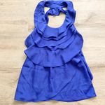 Foreign Exchange Royal Blue Tulip Ruffle Open Back Top S Photo 1