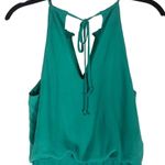 Halter neck Green Maxi Pleated Dress with gold neck accents size 2 Photo 7