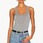 ANINE BING NWT Kristen Asymmetrical Ribbed Stretch Tank | Sz Medium | Black/Grey Photo 0