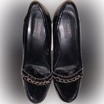 Jones New York Vintage Lug Sole Chunky Patent Faux Leather Loafer Black Heels 8 Photo 6