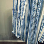 Brina & Em Colter Split Neck Boho Blue White Top Size Large Photo 10