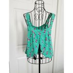 Hollister  Women's Beach Summer Crop Tank Top Size (S) Green Floral Open Back Photo 2