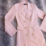 Korean Pastel Lilac Purple Gold Buttoned Blazer Bodycon Fit Ruffle Mini Dress Size XS Photo 6