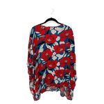 Umgee  Bold Red Floral Kimono-Style Blouse / Cover-Up – Size S/M Photo 2