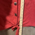 Old Navy  Top Womens Small Button Tie Red Sleeveless Knit Cropped Vneck Blouse Photo 5