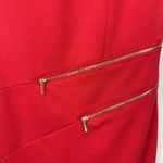 Calvin Klein  Red Gold Front Zip Ponte Knit Stretch Sleeveless Sheath Dress 6 Photo 3