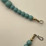 Vintage Turquoise Beaded Necklace With Silver Clasp Striped Vintage Bead Look Blue Photo 6
