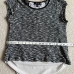 BCX  Black and White Asymmetrical Cap Sleeve T-Shirt in L Photo 2