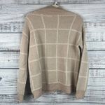 Rachel Zoe  Cream Wool Blend Mock Neck Windowpane Sweater S Photo 2