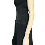 Badgley Mischka Women’s 6 Black Lace Bustier Top Rhinestone Button Back Dress Photo 3